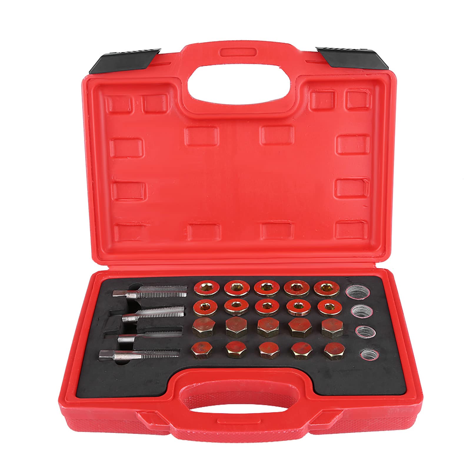 KOSDFOGE 64Pcs Oil Pan Thread Repair Kit Comprehensive Sump Gearbox Drain Plug Tool Set M13 M15 M17 M20 Red von KOSDFOGE