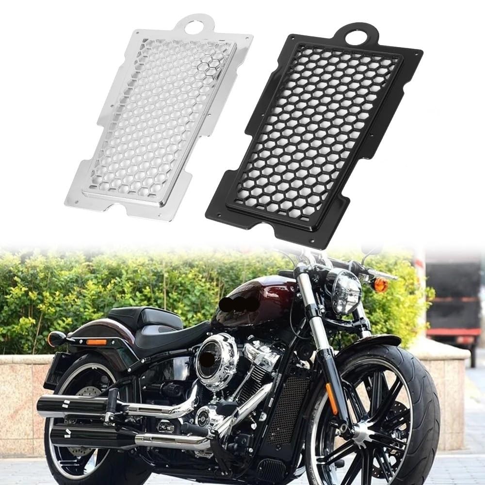 Kühlergrillschutz Motorrad ABS Kunststoff Waben Kühler Schutz Mesh Grille Schutz Abdeckung Schwarz/Chrom Für Ha&rley Softail Street 2018-up von KOTGBEWM