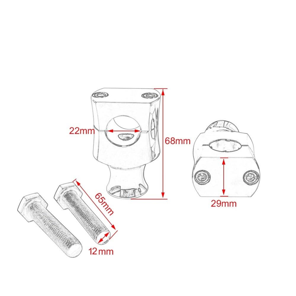 Motorrad Zurück Lenker Riser 1 Paar Universal Lenker Riser Clamp 22mm 25mm CNC Aluminium Schwarz Motorrad Griff Bar Montage Für Ha&rley/Dyna/Sportster von KOTGBEWM