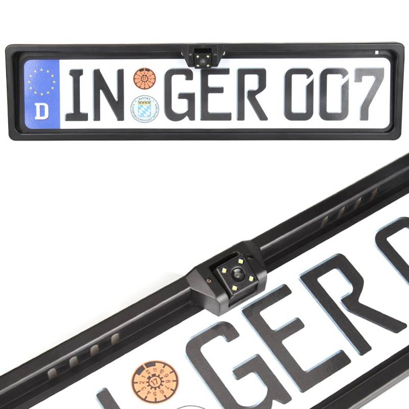 KOYOSO Rückfahrkamera Nummernschild, Nummernschildhalter Schwarz, Kennzeichenhalter Parkhilfe Kamera mit 4 LEDs Nachtsicht 170° IP68 für PKW von KOYOSO