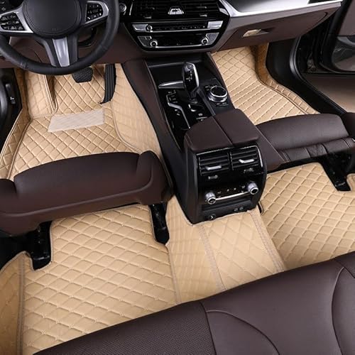 Autofussmatten für Bentley Continental Flying (5seats) 2010-2012, Vollständige Abdeckung Fussmatten Auto - Leder Allwetter-Material, 360° Hochrand & rutschfeste Oberfläche,E/Beige von KPIRXO