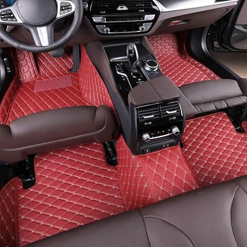 Autofussmatten für Bentley Continental GT 2004-2012, Vollständige Abdeckung Fussmatten Auto - Leder Allwetter-Material, 360° Hochrand & rutschfeste Oberfläche,F/Red von KPIRXO