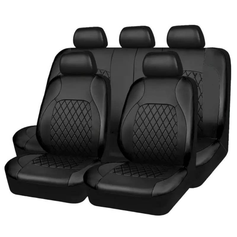 Autositzschoner für Jeep Cherokee KL 2014 2015 2016 2017, 5-Sitzer Auto Autositzbezüge Universal Autositzauflage, 9-Teiliges Set Sitzbezug Auto Vordersitze Rücksitze,A/Black von KPIRXO