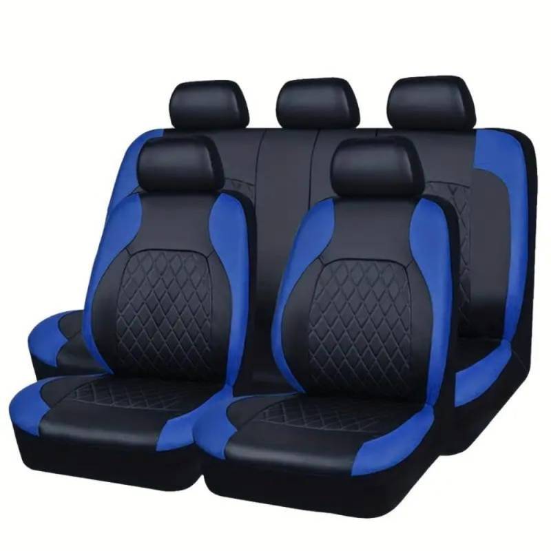 Autositzschoner für Jeep Cherokee KL 2014 2015 2016 2017, 5-Sitzer Auto Autositzbezüge Universal Autositzauflage, 9-Teiliges Set Sitzbezug Auto Vordersitze Rücksitze,C/Blue von KPIRXO