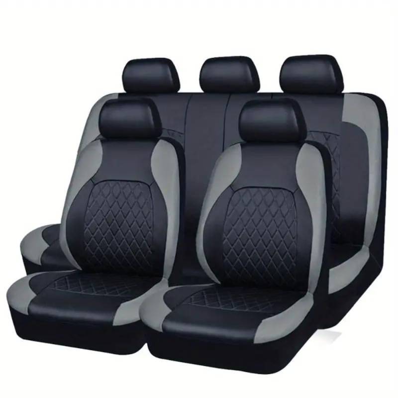 KPIRXO Autositzschoner für Hyundai HB20 HB-20 2012-2019, 5-Sitzer Auto Autositzbezüge Universal Autositzauflage, 9-Teiliges Set Sitzbezug Auto Vordersitze Rücksitze,B/Grey von KPIRXO