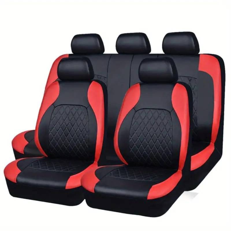 KPIRXO Autositzschoner für Hyundai IX 35 LM ix35 2010-2019, 5-Sitzer Auto Autositzbezüge Universal Autositzauflage, 9-Teiliges Set Sitzbezug Auto Vordersitze Rücksitze,D/Red von KPIRXO