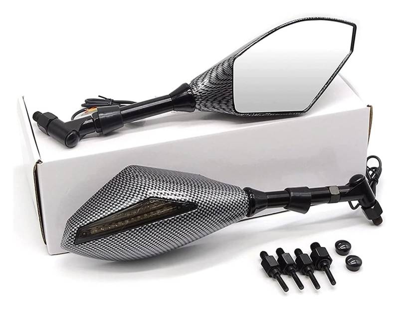 Motorradspiegel Für R1200 R RT ST RS GS R1250 R GS RT S1000 RR R XR Motorrad Rückspiegel Seitenspiegel Blinker Licht Seitenspiegel Universal Rückseitenspiegel(Carbon Fiber) von KPKDCDNTF