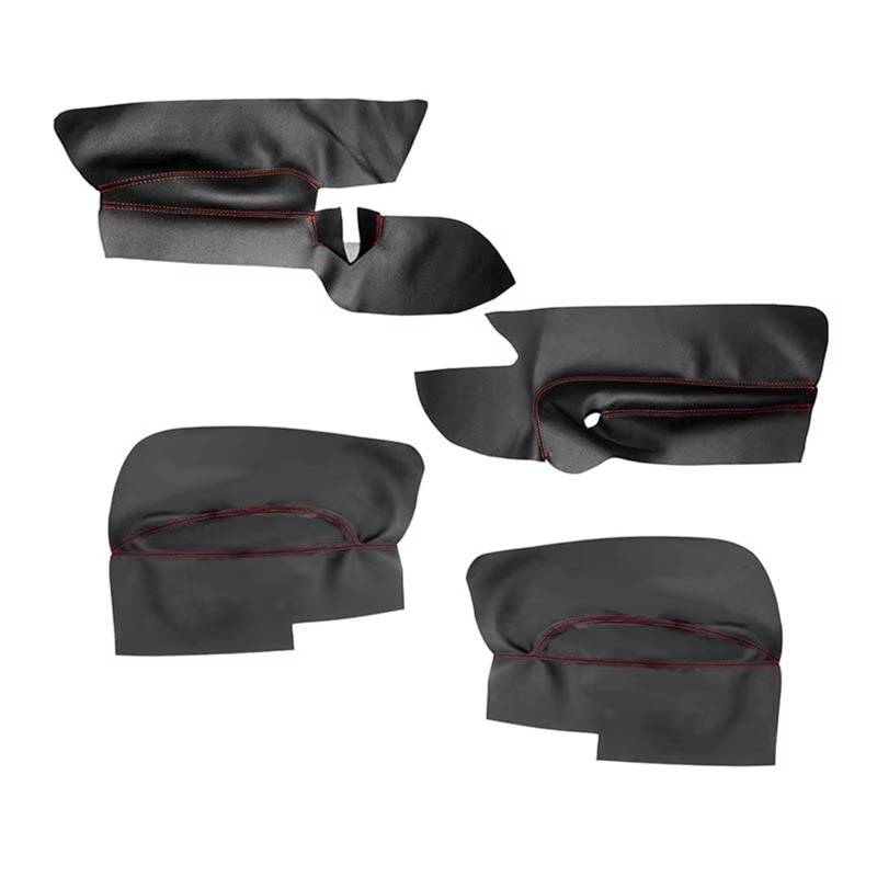 Autoinnenraum 3 Türen Mikrofaser Leder Vorne 2 Türen Armlehne Panel Abdeckung Schutz Trim 4Pcs Für VW Für Golf 5 Für MK5 2005-2010 Zierrahmen(Black-red line) von KPVEVPSTQ