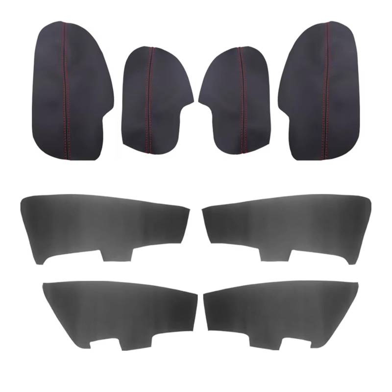 Autoinnenraum 8 Stück Mikrofaser-Leder-Auto-Innentür-Armlehne + Türen-Panel-Abdeckungsaufkleber-Ordnung Für Accord 2009 Zierrahmen(8pcs Black-red line) von KPVEVPSTQ