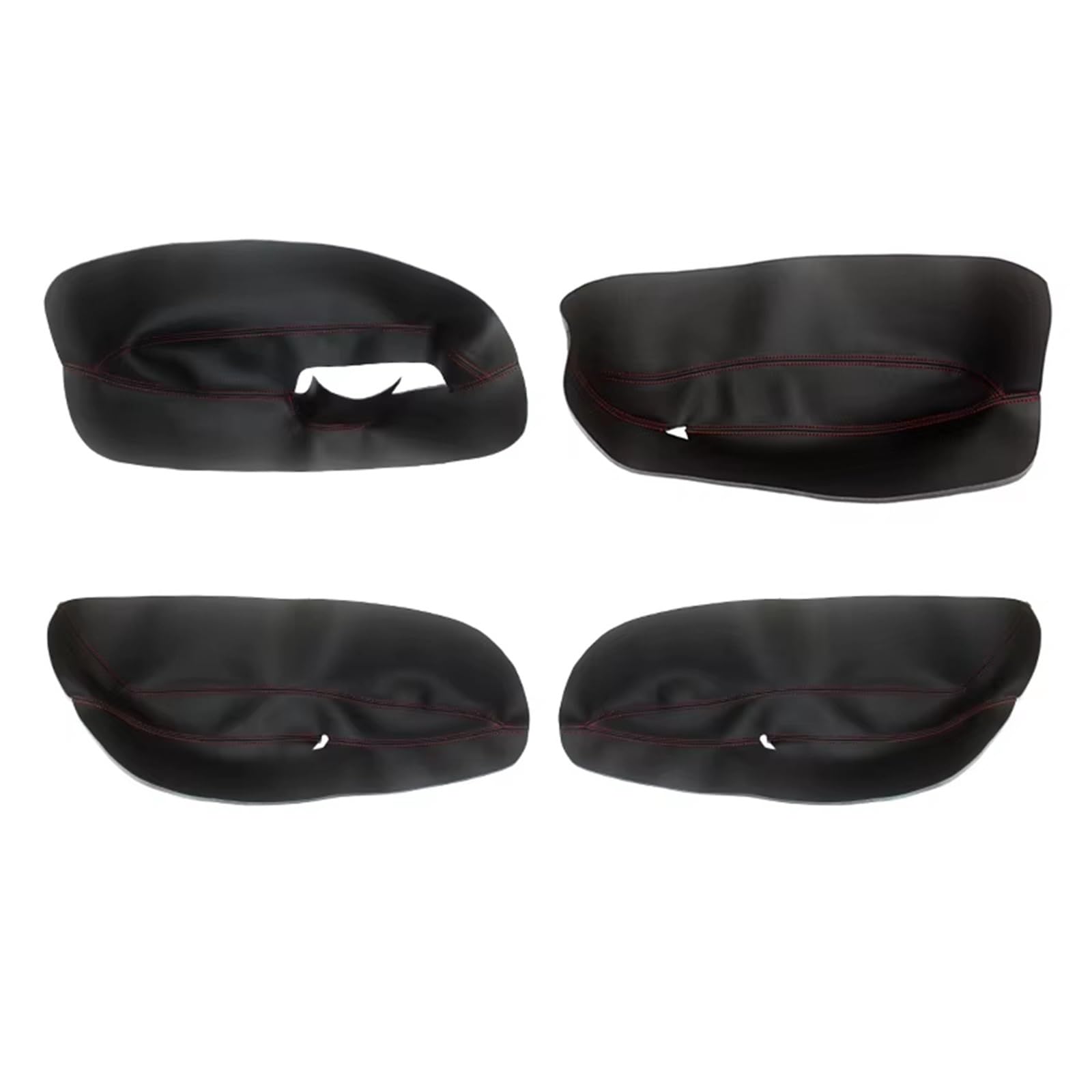 Autoinnenraum Für Superb 2002-2006 Auto Tür Armlehne Panel Haut Abdeckung Trim Links Hand Stick Weiche Leder Tür Panel Abdeckung Zierrahmen(4pcs Black-red line) von KPVEVPSTQ