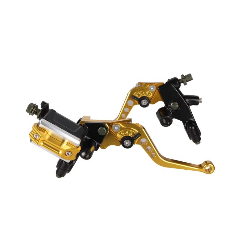 Bremshebel Motorrad-Bremskupplungspumpenhebel, Hydraulischer Hauptzylinder, 12,7 Mm Kolben, Nachgerüstete Teile, Universell 7/8 Zoll, 22 Mm Motorradlenker(Gold) von KPVEVPSTQ