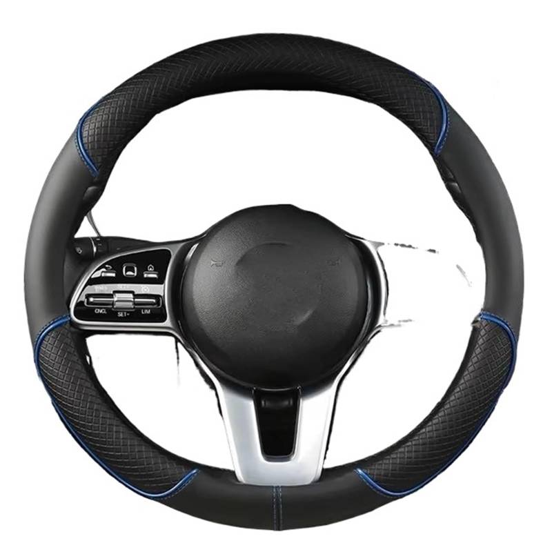 Car Steering Wheel Cover Leather Anti-Rutsch-Timple, Geeignet Für Auto-Deko-Nahtlinie, Auto-Lenkradabdeckung Universal Steering Wheel Cover(Blue) von KPVEVPSTQ