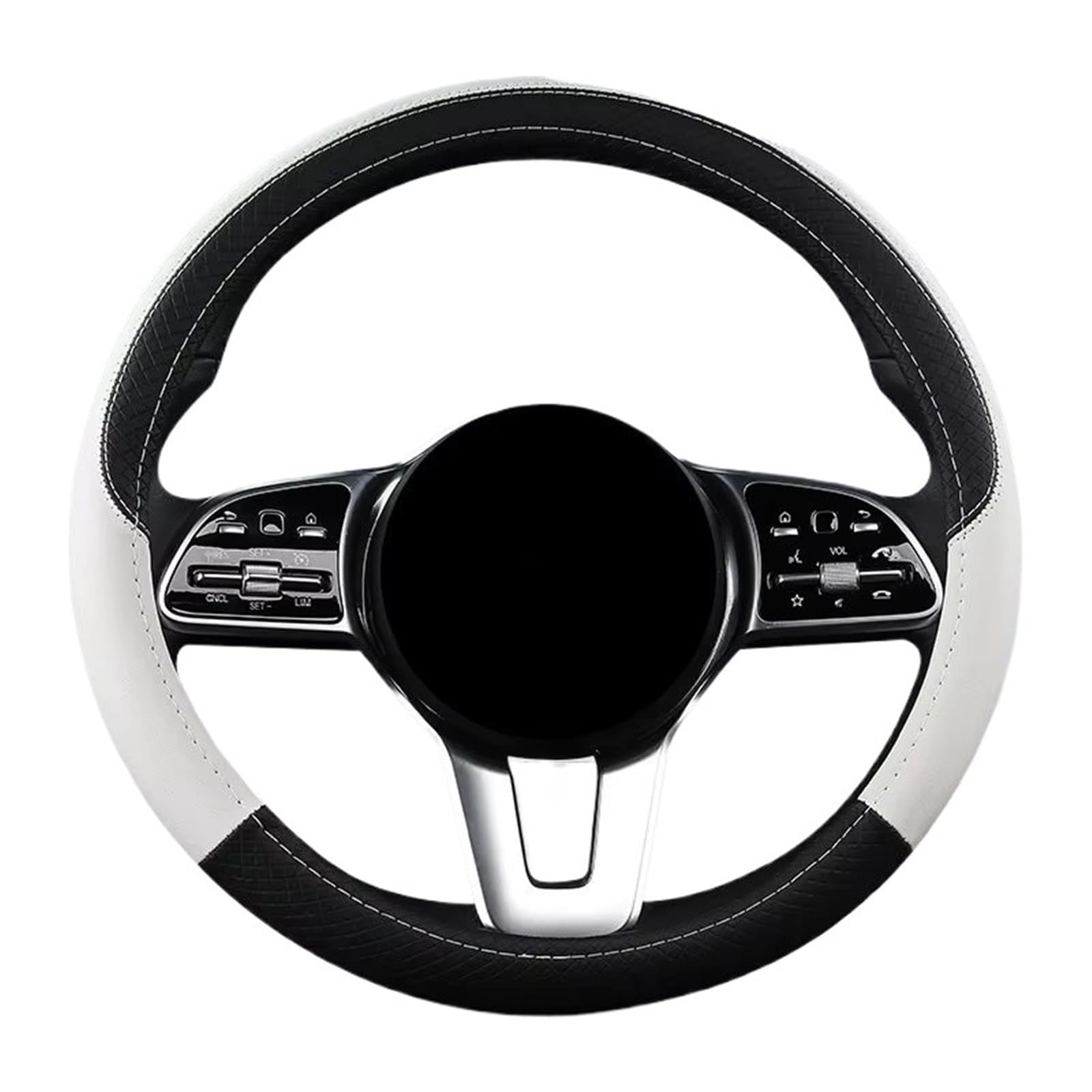 Car Steering Wheel Cover Leather Anti Scratch Lenkung Abdeckung Auto Lenkrad Abdeckung 38CM Auto Sport Stil Auto Lenkrad Abdeckungen Anti-Slip Universal Steering Wheel Cover(White) von KPVEVPSTQ