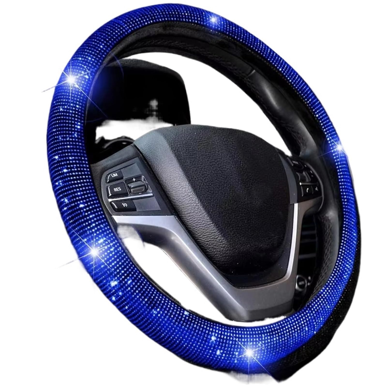 Car Steering Wheel Cover Leather Auto Atmungsaktiver Anti-Rutsch-Lenkradschutz 14,5-15 Zoll Strass-Lenkradbezug Mit Funkelndem Kristalldiamant Universal Steering Wheel Cover(Blue) von KPVEVPSTQ