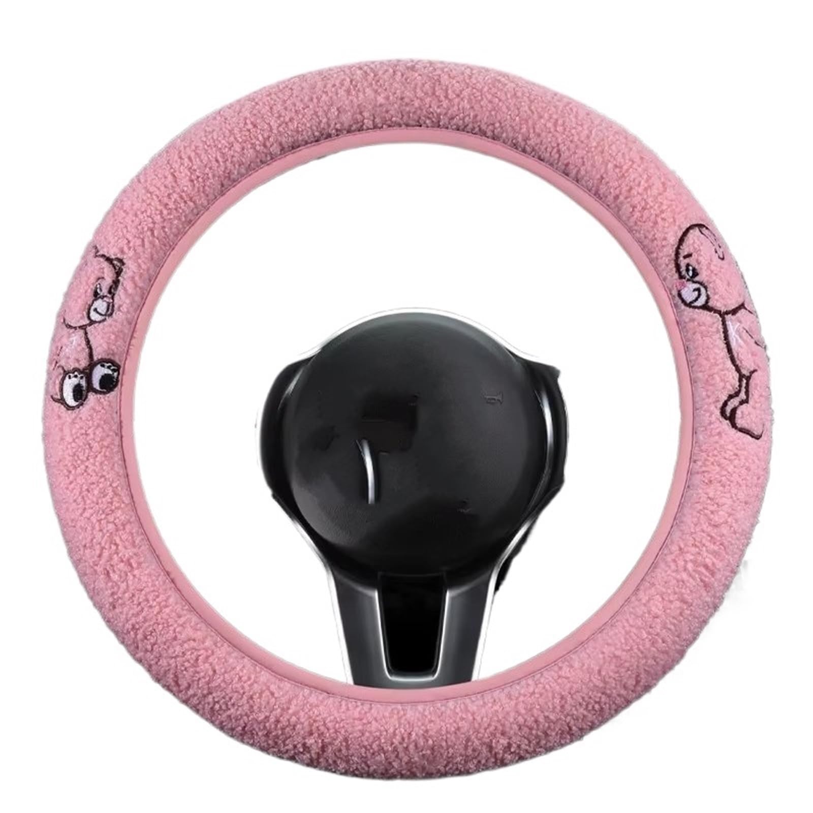 Car Steering Wheel Cover Leather Auto-Lenkrad-Abdeckung, warm, rutschfest, Winter-Teddy-Wolle, Auto-Lenkrad-Abdeckung ohne Innenring Universal Steering Wheel Cover(Pink) von KPVEVPSTQ