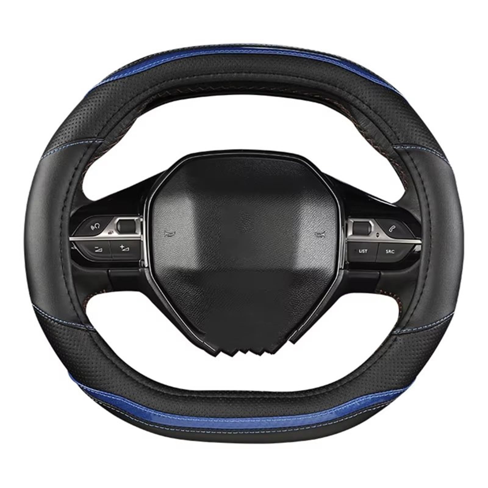 Car Steering Wheel Cover Leather Auto Lenkrad Abdeckung PU Leder Auto Zubehör Innen Für Peugeot Für 3008 Für 4008 Für 5008 Universal Steering Wheel Cover(Blue) von KPVEVPSTQ