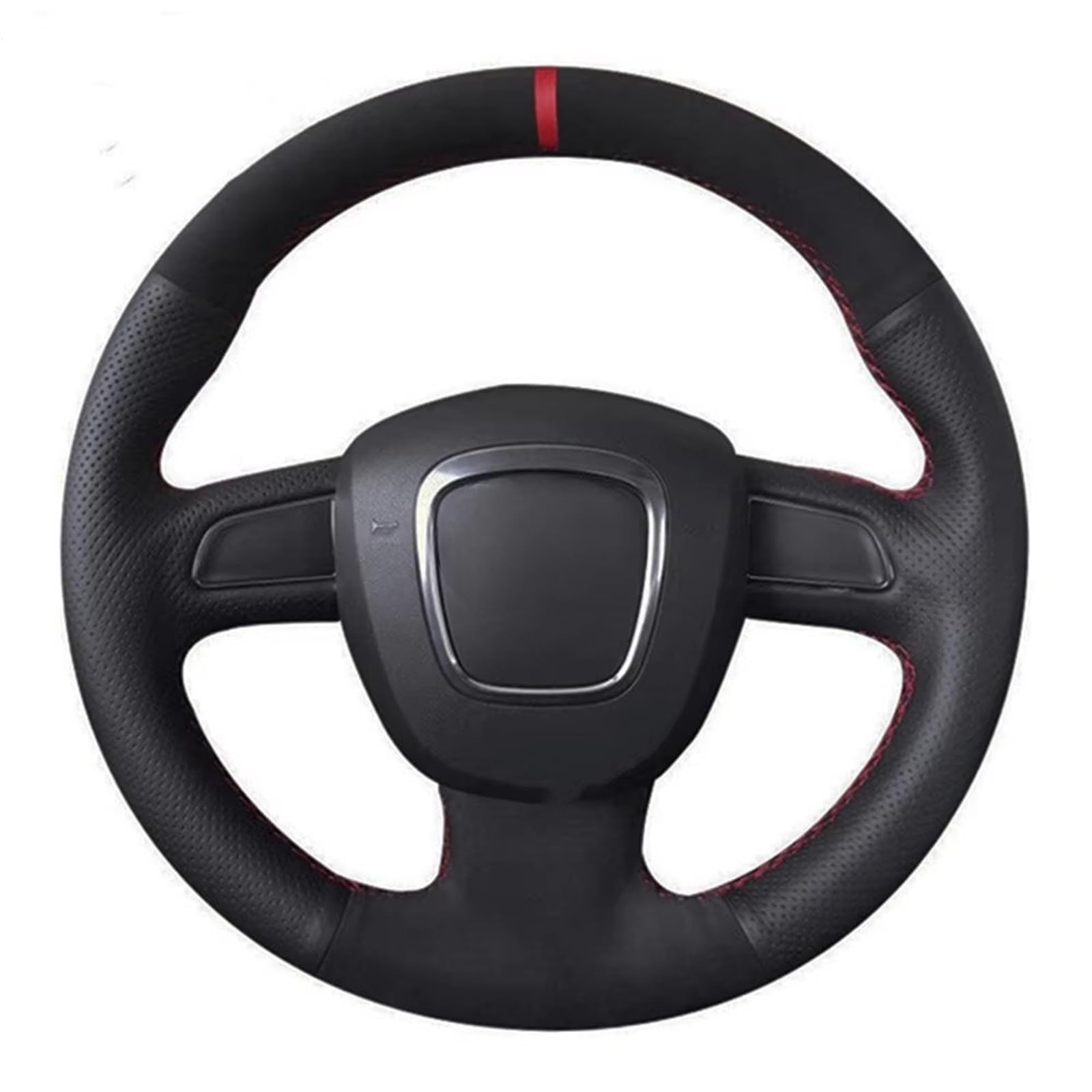 Car Steering Wheel Cover Leather Für A5 2008-2010 Für A3 2008-2013 Für A6 Schwarz Leder Wildleder Auto Lenkrad Abdeckung Universal Steering Wheel Cover von KPVEVPSTQ