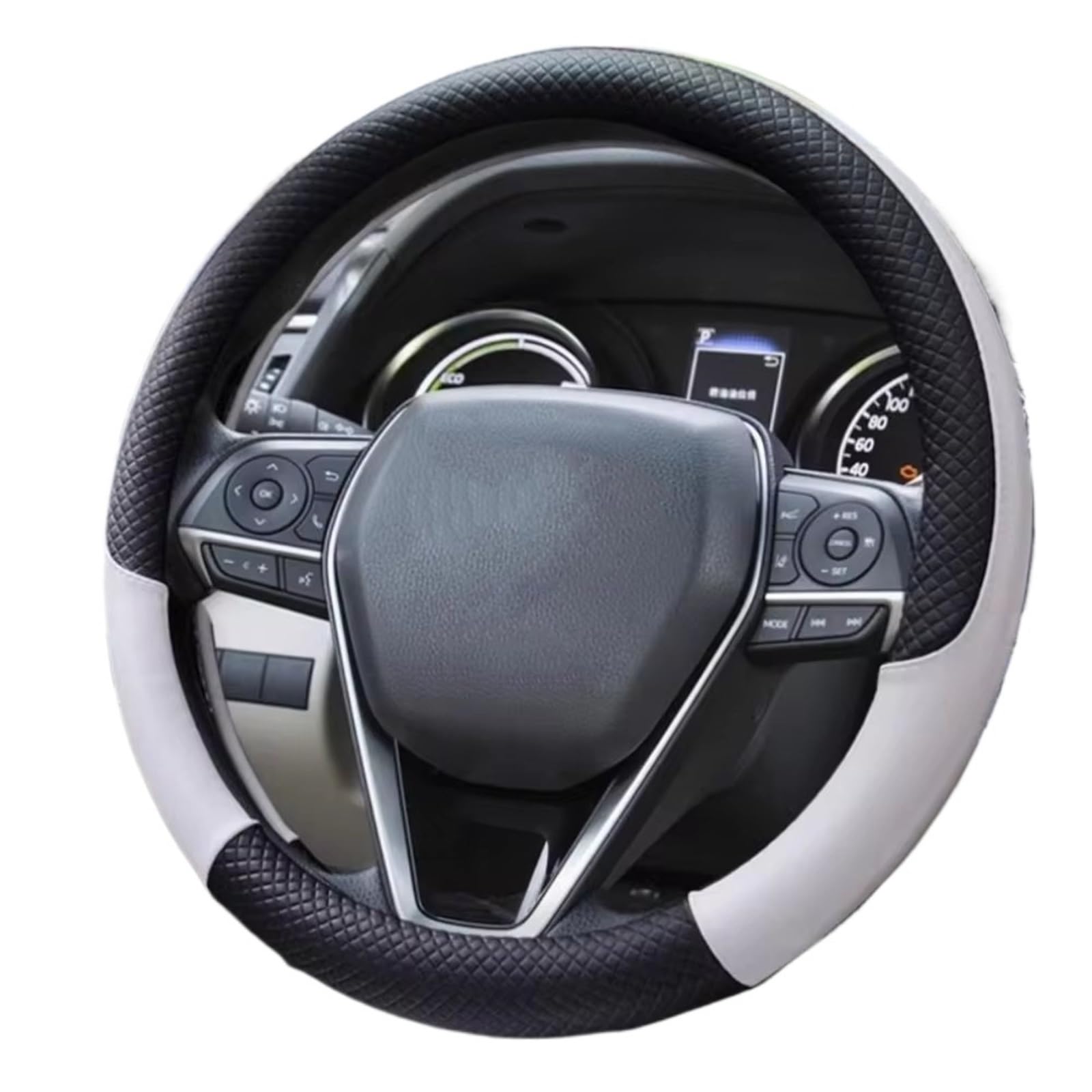 Car Steering Wheel Cover Leather Für Auto Für LKW Für SUVLenkrad Abdeckung Universal Abdeckung Langlebig Anti-Slip Auto Lenkrad Universal Steering Wheel Cover(White) von KPVEVPSTQ