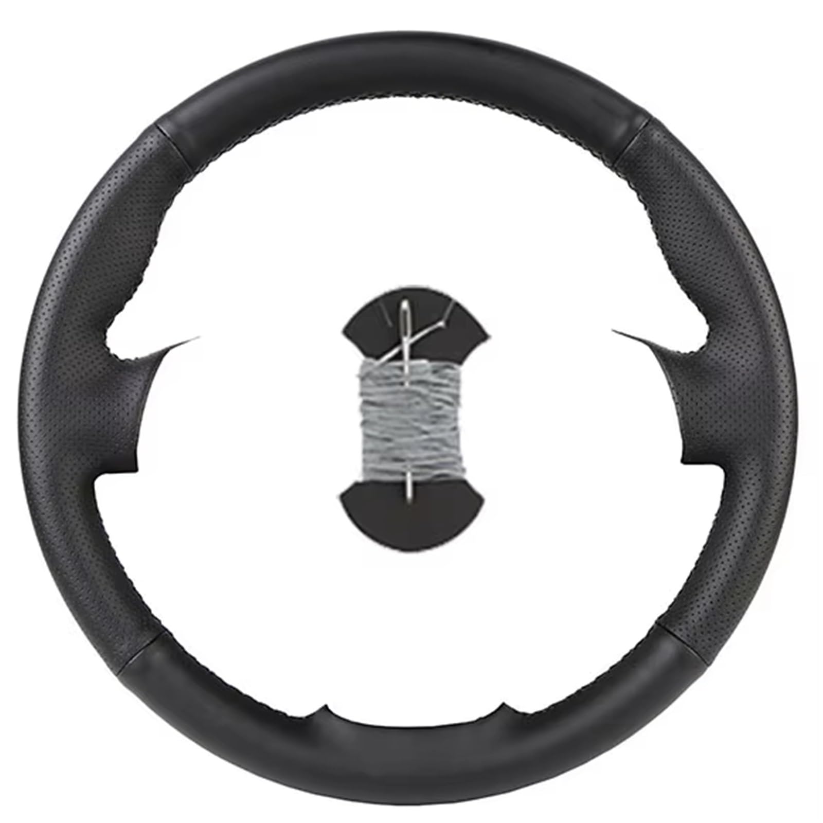 Car Steering Wheel Cover Leather Für Clio 2 Für Twingo 2 Für Dacia Für Sandero Auto Lenkrad Abdeckung Auto Zubehör Schwarz Universal Steering Wheel Cover(Black Gray Thread) von KPVEVPSTQ