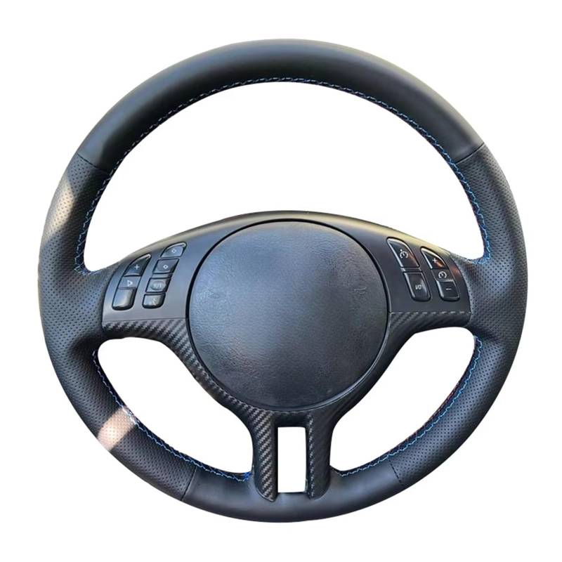 Car Steering Wheel Cover Leather Für E46 Für E39 Für X5 Für E53 Für Z3 Für E36 Wrap Anti-Slip Schwarz Auto Zubehör Geflecht Auto Lenkrad Abdeckung Universal Steering Wheel Cover von KPVEVPSTQ