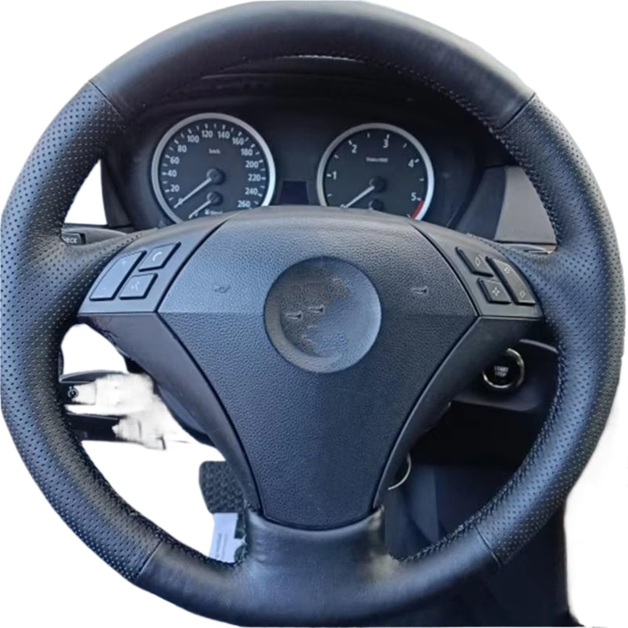 Car Steering Wheel Cover Leather Für E60 Für Limousine Für 530d 2003-2009 Für E61 Für Touring 2004 2005-2009 Auto Lenkrad Abdeckung Schwarz Universal Steering Wheel Cover von KPVEVPSTQ