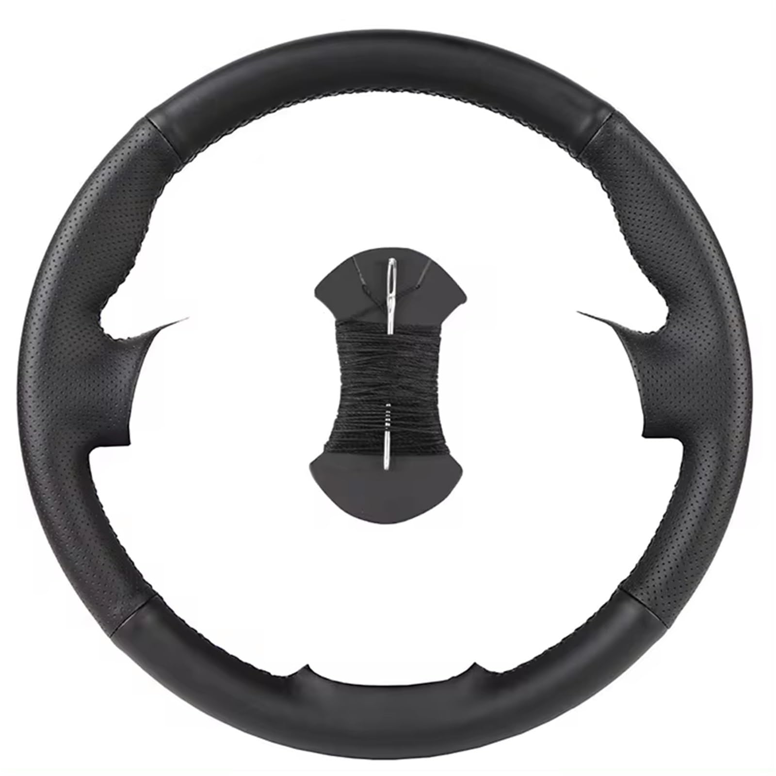 Car Steering Wheel Cover Leather Für E83 Für X3 Für E53 Für X5 2004-2006 Auto Lenkung Wrap Hand-genäht Schwarz Leder Auto Lenkrad Abdeckungen Universal Steering Wheel Cover(Black) von KPVEVPSTQ