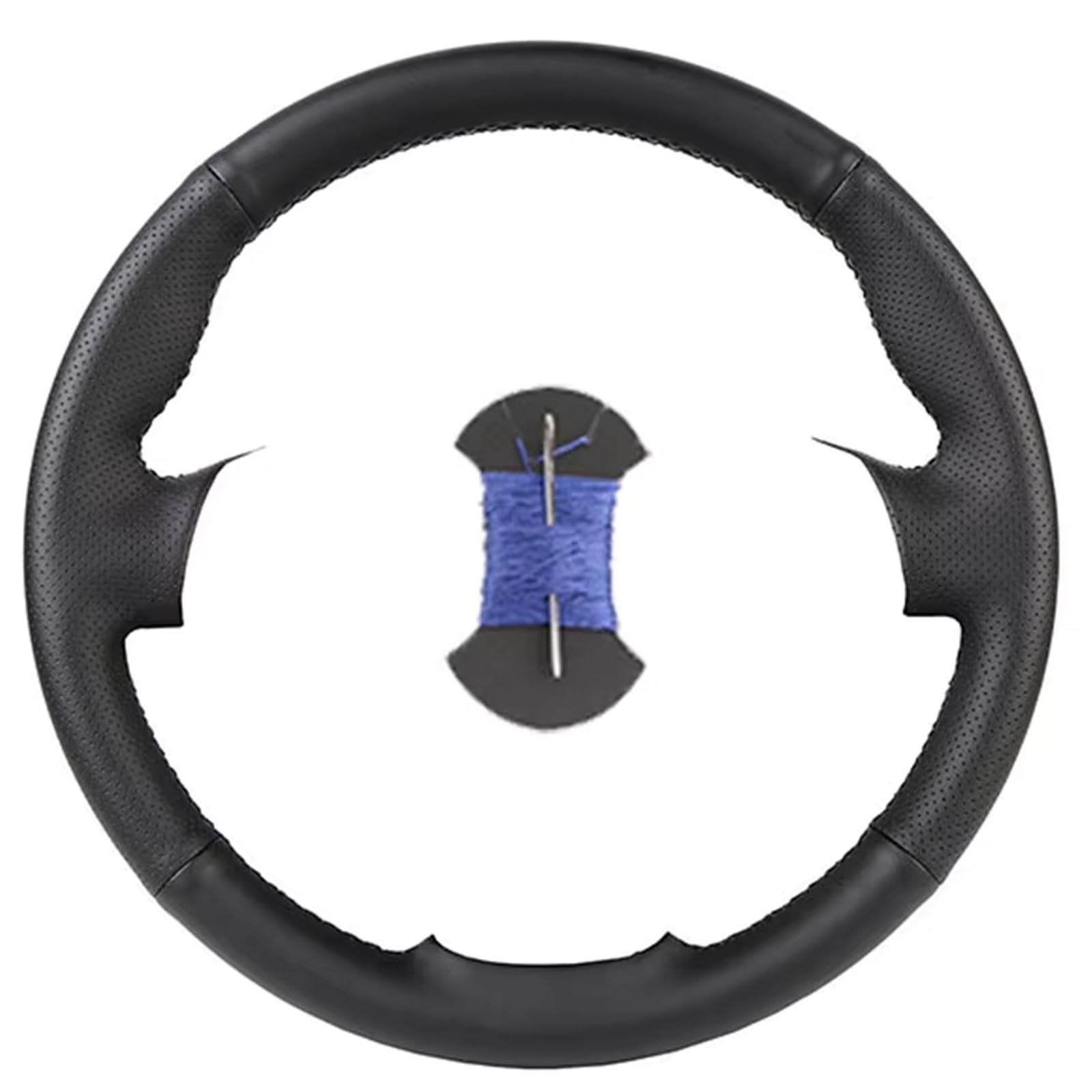 Car Steering Wheel Cover Leather Für E83 Für X3 Für E53 Für X5 2004-2006 Auto Lenkung Wrap Hand-genäht Schwarz Leder Auto Lenkrad Abdeckungen Universal Steering Wheel Cover(Blue) von KPVEVPSTQ