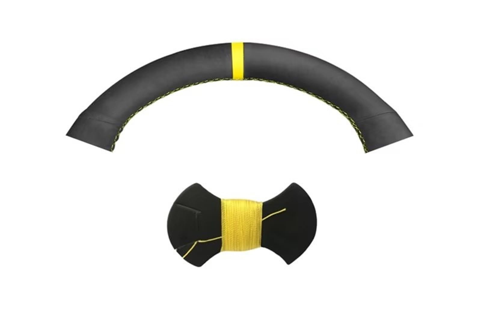 Car Steering Wheel Cover Leather Für Golf 5 Für Mk5 Für GTI Für VW Auto-Lenkradbezug Aus Schwarzem Wildleder, Handgenäht Universal Steering Wheel Cover(Yellow Marker Thread) von KPVEVPSTQ