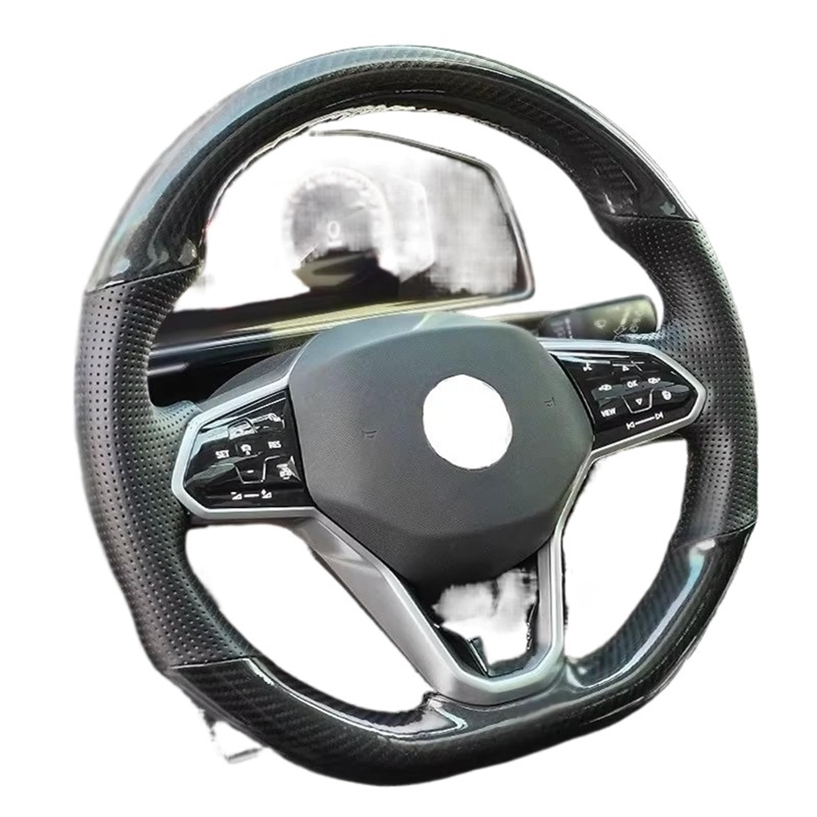 Car Steering Wheel Cover Leather Für Golf 7 Für Mk7 Für Passat Für B8 Handgenähte Weiche Schwarz Schwarz Wildleder Auto Lenkrad Abdeckung Universal Steering Wheel Cover(E) von KPVEVPSTQ