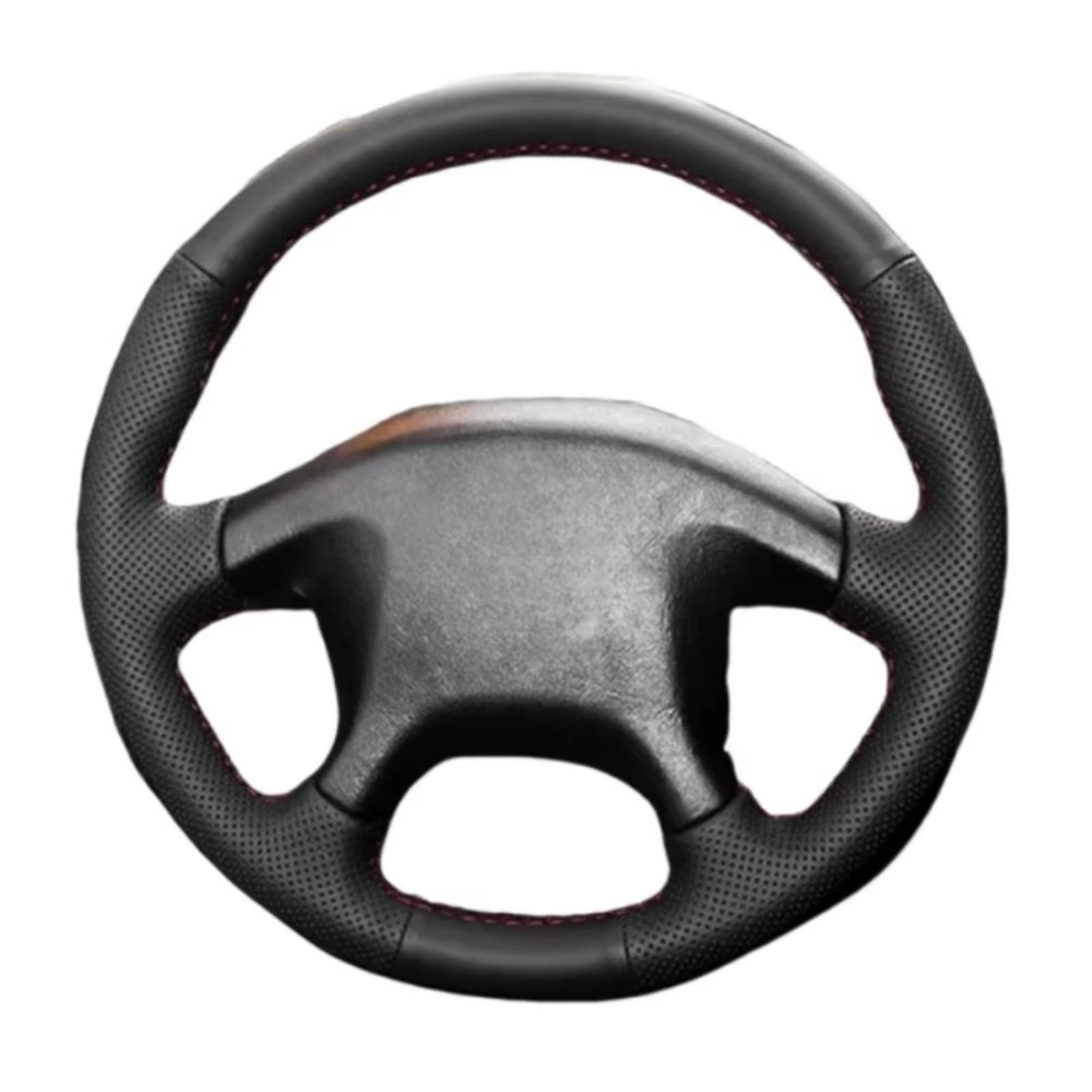 Car Steering Wheel Cover Leather Für L200 Für Pajero Für Pinin Schutz Perforierte Leder Trim Hand Geflecht Auto Lenkrad Abdeckung Universal Steering Wheel Cover von KPVEVPSTQ