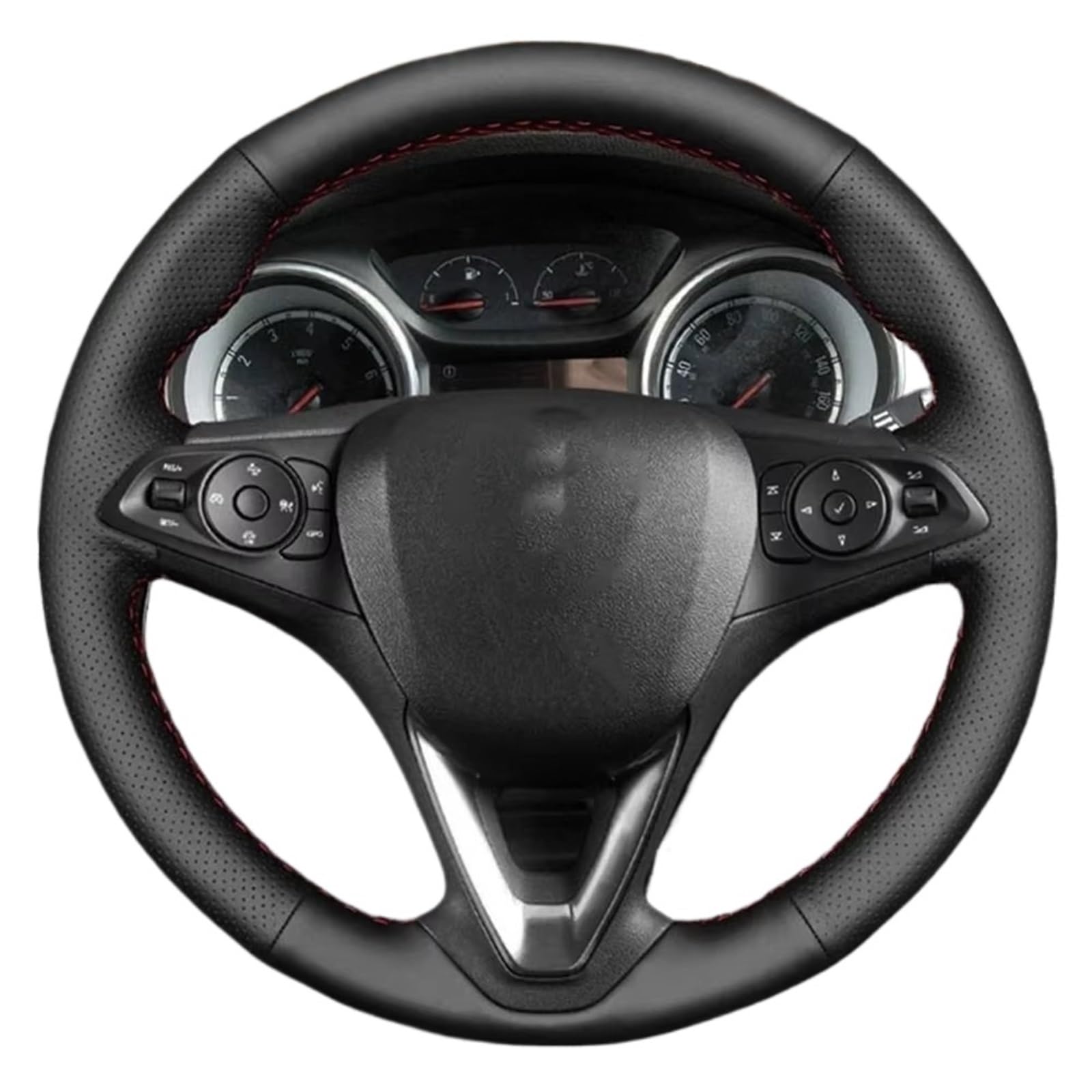 Car Steering Wheel Cover Leather Für Opel Für Astra K Für Corsa E Für Crossland X Für Grandland Auto Zubehör Lenkrad Abdeckung Schwarz Leder Universal Steering Wheel Cover von KPVEVPSTQ