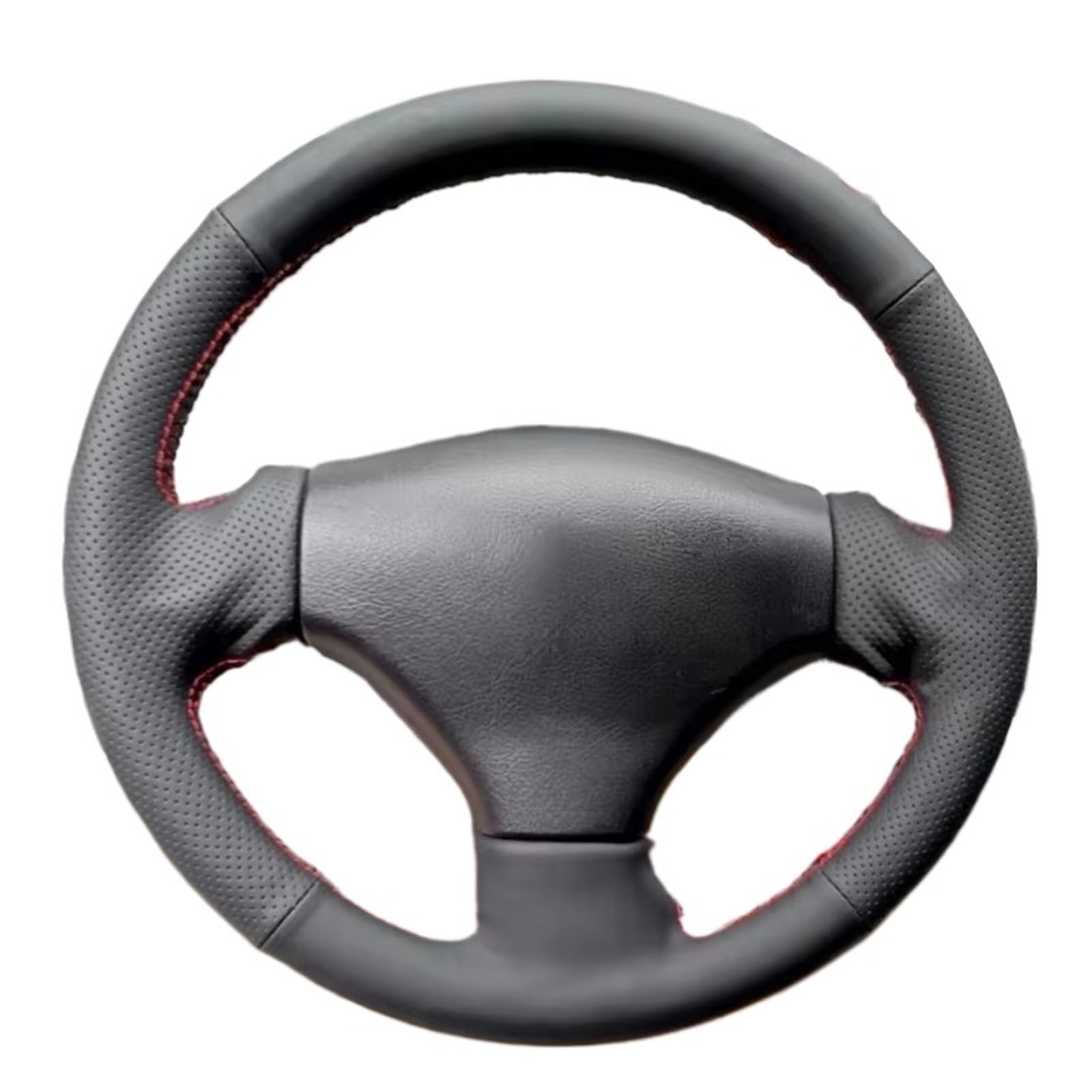 Car Steering Wheel Cover Leather Für Peugeot Für 206 Abdeckung Trim Hand Nähen Auto Lenkrad Weiche Perforierte Leder Abdeckung Universal Steering Wheel Cover von KPVEVPSTQ