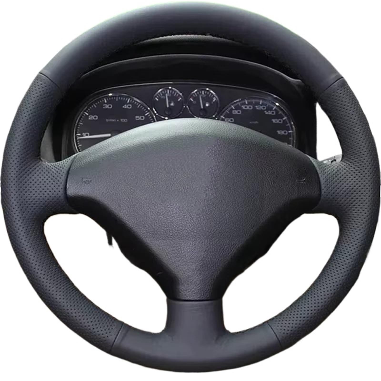 Car Steering Wheel Cover Leather Für Peugeot Für 308 Für Alt Für Peugeot Für 408 Auto Zubehör Lenkrad Abdeckung Auto Produkte Schwarz Tragbare Universal Steering Wheel Cover von KPVEVPSTQ