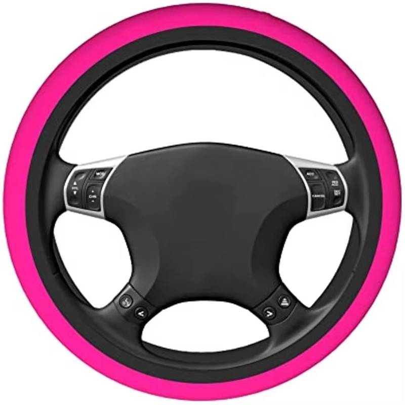 Car Steering Wheel Cover Leather Für SUV Für Van Für Limousine Für Auto Für LKW Rosa Autozubehör Lenkradbezug Universeller Durchmesser 15 Zoll, rutschfest Universal Steering Wheel Cover von KPVEVPSTQ