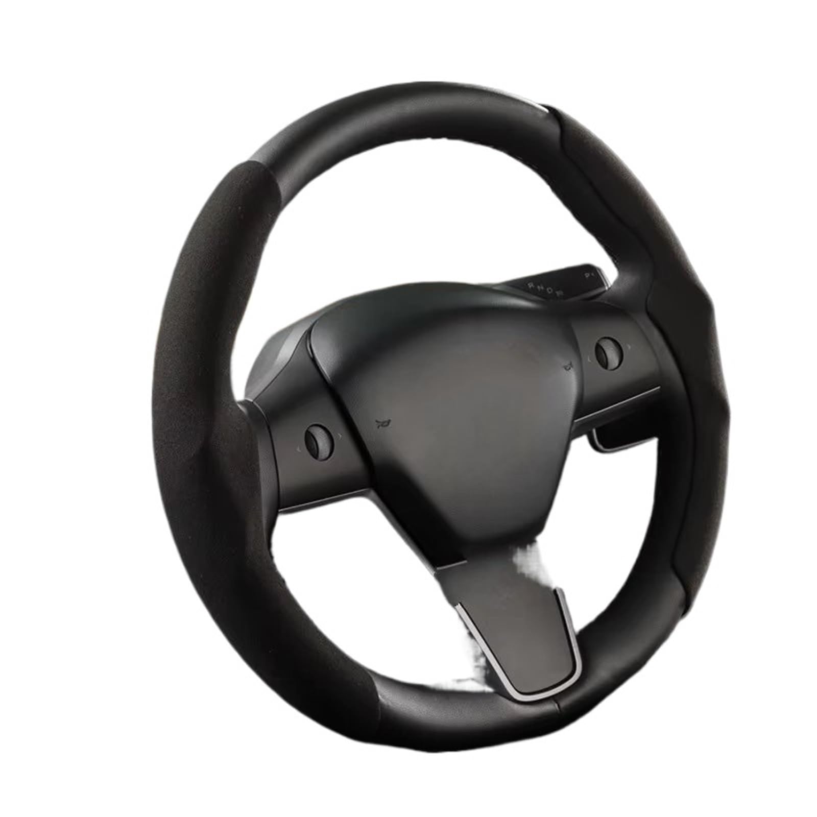 Car Steering Wheel Cover Leather Für Tesla-Auto Und Zubehör, Schweißabsorbierender Spezieller Lenkradbezug Universal Steering Wheel Cover(Black) von KPVEVPSTQ