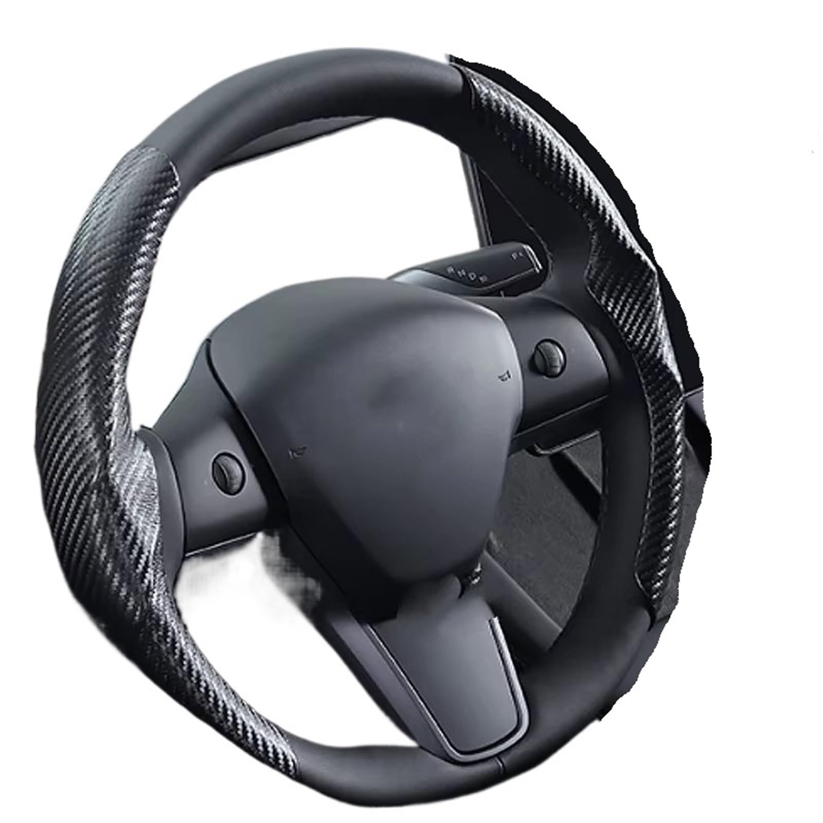 Car Steering Wheel Cover Leather Für Tesla-Auto Und Zubehör, Schweißabsorbierender Spezieller Lenkradbezug Universal Steering Wheel Cover(Striped Black) von KPVEVPSTQ