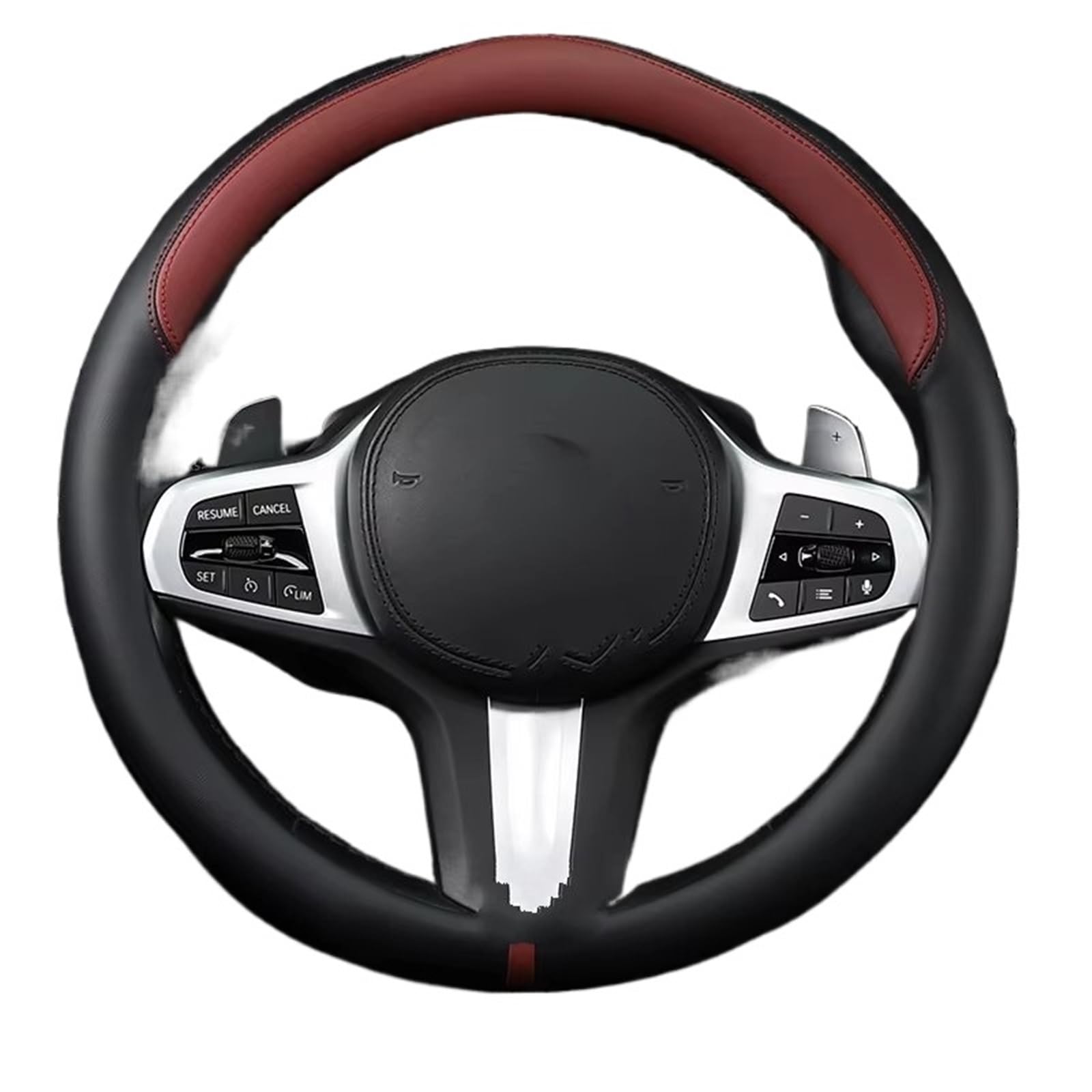 Car Steering Wheel Cover Leather Lenkradbezug, Fahrzeugspezifisch, Atmungsaktiv, Schweißabsorbierend Für E91 Universal Steering Wheel Cover(B-Claret-O) von KPVEVPSTQ