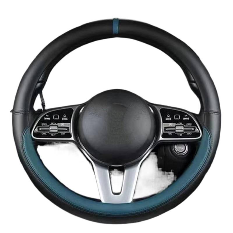 Car Steering Wheel Cover Leather Lenkradbezug-Zubehör, Atmungsaktiv, rutschfest, Auto-Dekoration, 37–38 cm, Universal-Auto-Lenkradbezug Universal Steering Wheel Cover(Peacock Blue) von KPVEVPSTQ