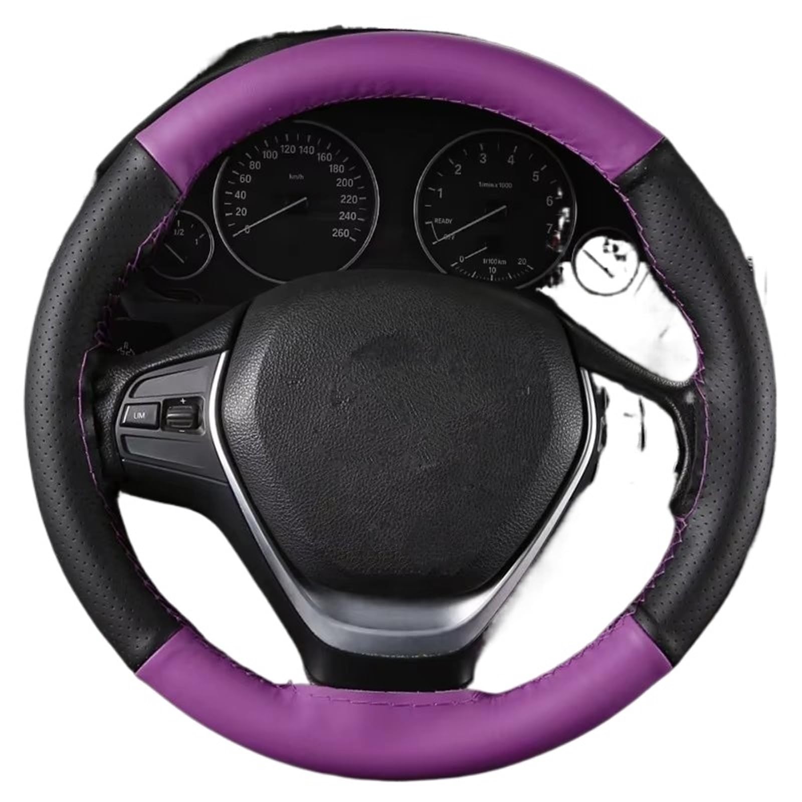 Car Steering Wheel Cover Leather Mit Nadeln Und Faden, Auto-Innenzubehör, Weiches Leder, Auto-Lenkradbezug, 38 cm, Lenkradbezug Universal Steering Wheel Cover(Purple) von KPVEVPSTQ