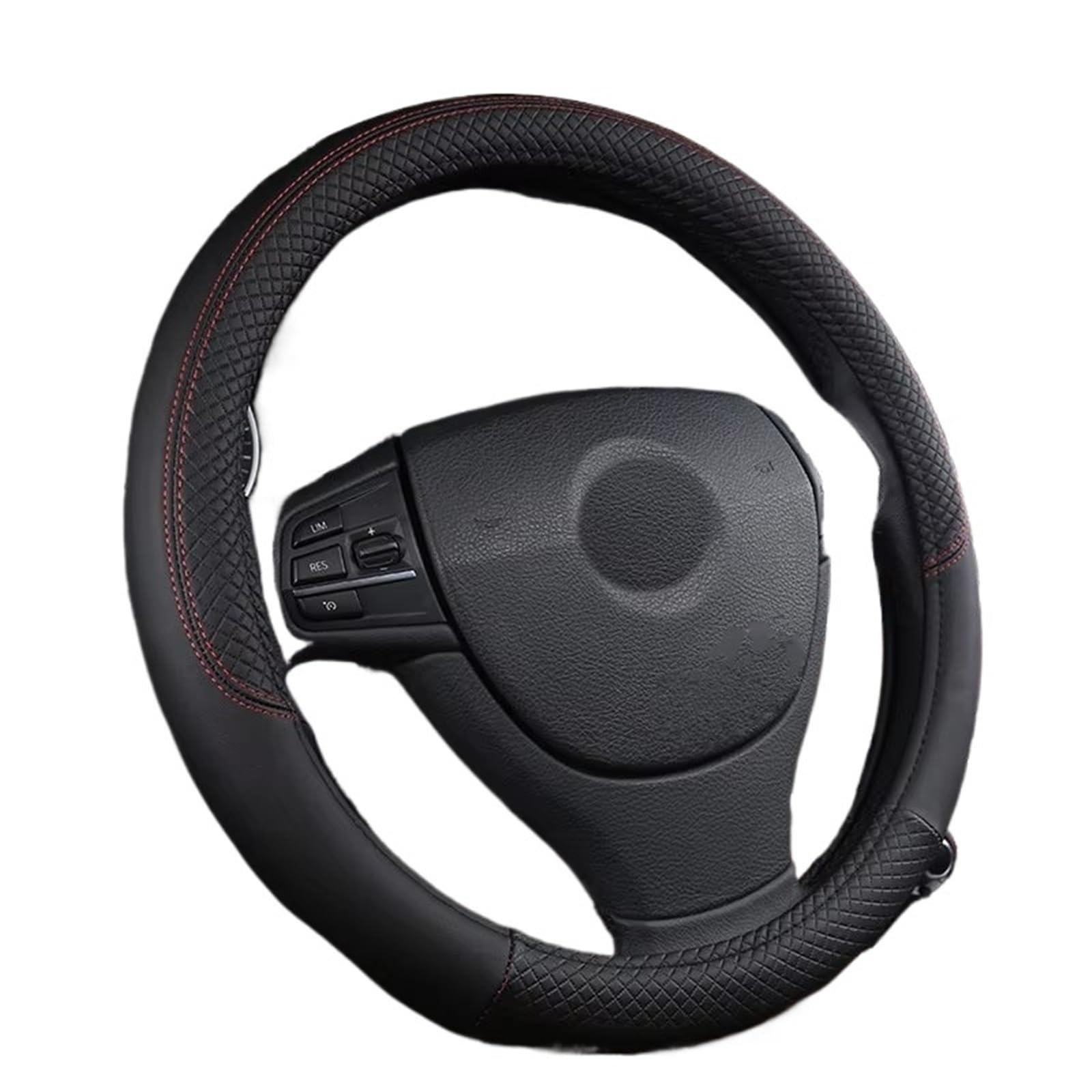 Car Steering Wheel Cover Leather Radabdeckungen Anti-Rutsch-Universal-Auto-Lenkradabdeckung 37CM-38CM Auto-Styling Innenzubehör Sport Auto-Lenkung Universal Steering Wheel Cover(Black) von KPVEVPSTQ