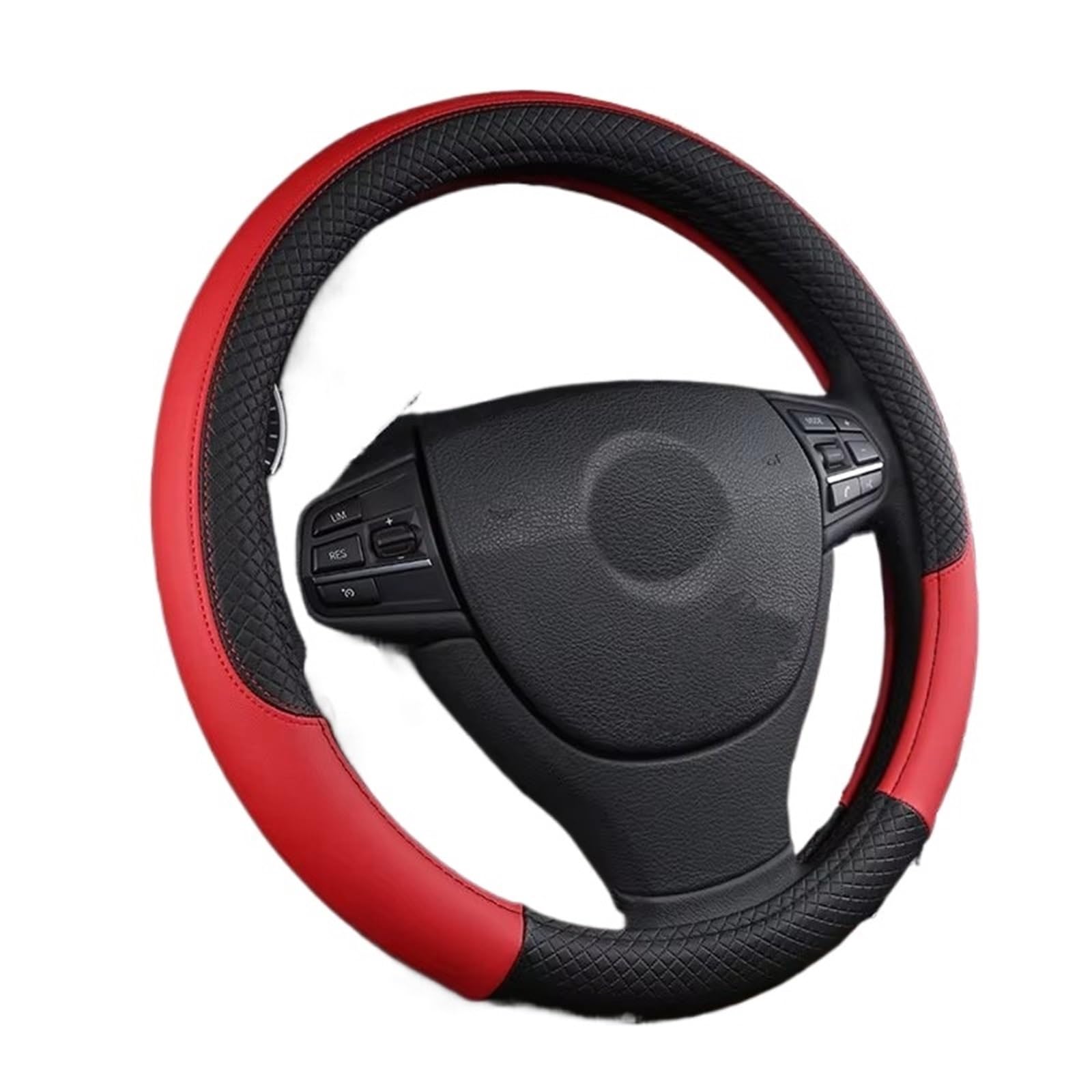 Car Steering Wheel Cover Leather Radabdeckungen Anti-Rutsch-Universal-Auto-Lenkradabdeckung 37CM-38CM Auto-Styling Innenzubehör Sport Auto-Lenkung Universal Steering Wheel Cover(Red) von KPVEVPSTQ