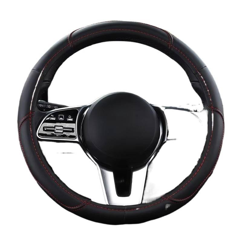 Car Steering Wheel Cover Leather Schutzhülle 38cm Rosa Lenkradbezug Universal Auto Lenkrad Auto Anti-Rutsch-Leder Universal Steering Wheel Cover(Black) von KPVEVPSTQ