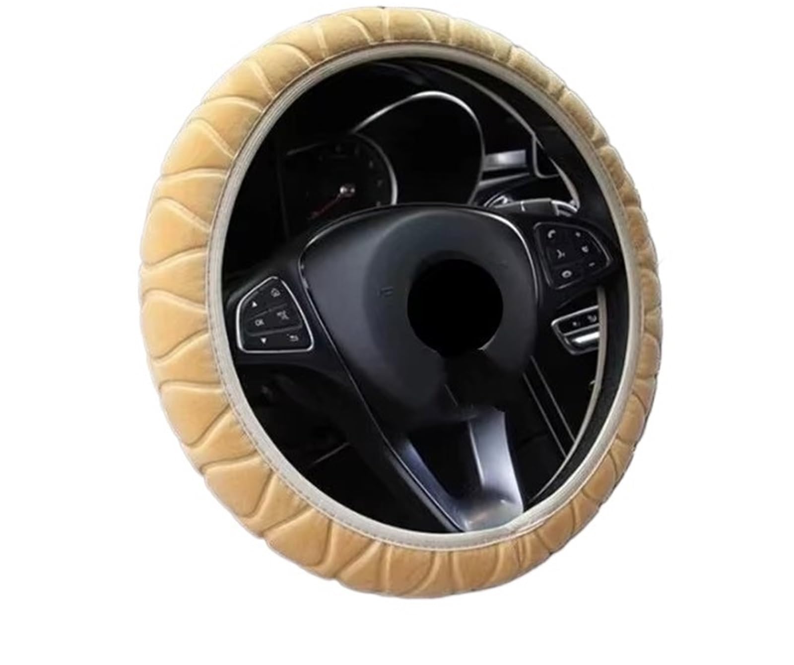 Car Steering Wheel Cover Leather Weiche, Warme Plüsch-Lenkradabdeckung Für Den Winter, Universell, 37–39 cm, Rosa Lenkrad, Auto-Lenkrad-Innenteile Universal Steering Wheel Cover(Beige) von KPVEVPSTQ