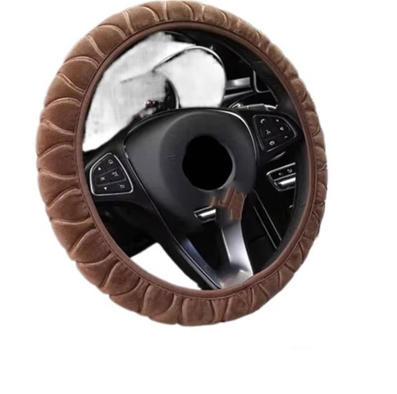 Car Steering Wheel Cover Leather Weiche, Warme Plüsch-Lenkradabdeckung Für Den Winter, Universell, 37–39 cm, Rosa Lenkrad, Auto-Lenkrad-Innenteile Universal Steering Wheel Cover(Brown) von KPVEVPSTQ