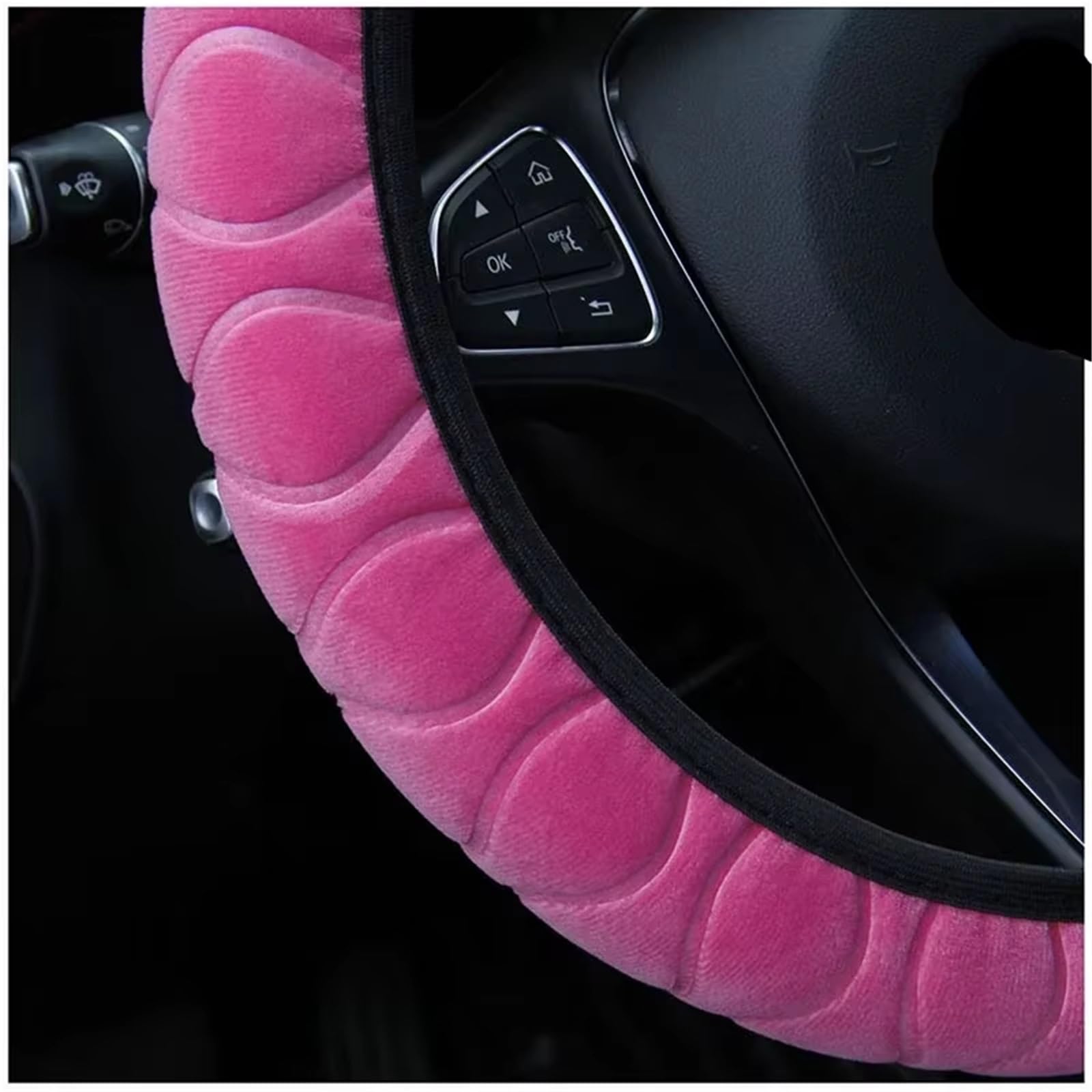 Car Steering Wheel Cover Leather Weiche, Warme Plüsch-Lenkradabdeckung Für Den Winter, Universell, 37–39 cm, Rosa Lenkrad, Auto-Lenkrad-Innenteile Universal Steering Wheel Cover(Pink) von KPVEVPSTQ