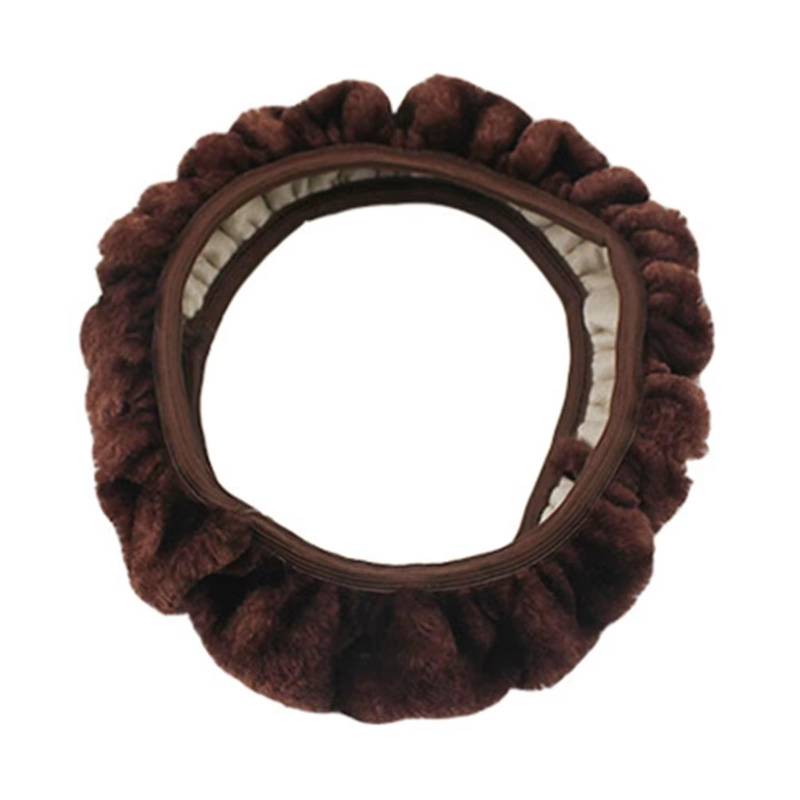 Car Steering Wheel Cover Leather Weiche Plüsch Auto Lenkrad Abdeckung Universal 35-40 cm Winter Warme Auto Lenkung Abdeckung Weiche Plüsch Für Auto Innen Zubehör Universal Steering Wheel Cover(Brown) von KPVEVPSTQ