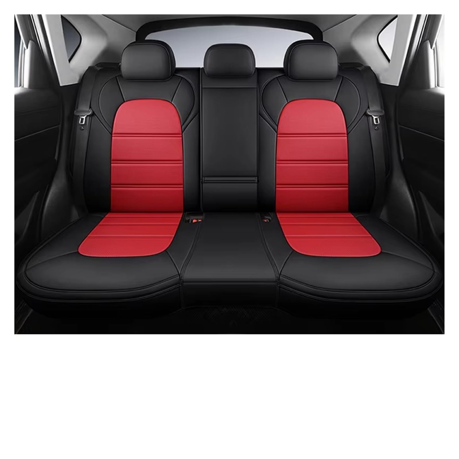 KPVEVPSTQ sitzschoner Schonbezug Autositz Autositzbezüge Für Mini Für Cooper Für R56, Kratz- Und Staubabweisendes Leder-Autozubehör Autositzbezüge Sitzbezug(Rear Seats-Black Red) von KPVEVPSTQ