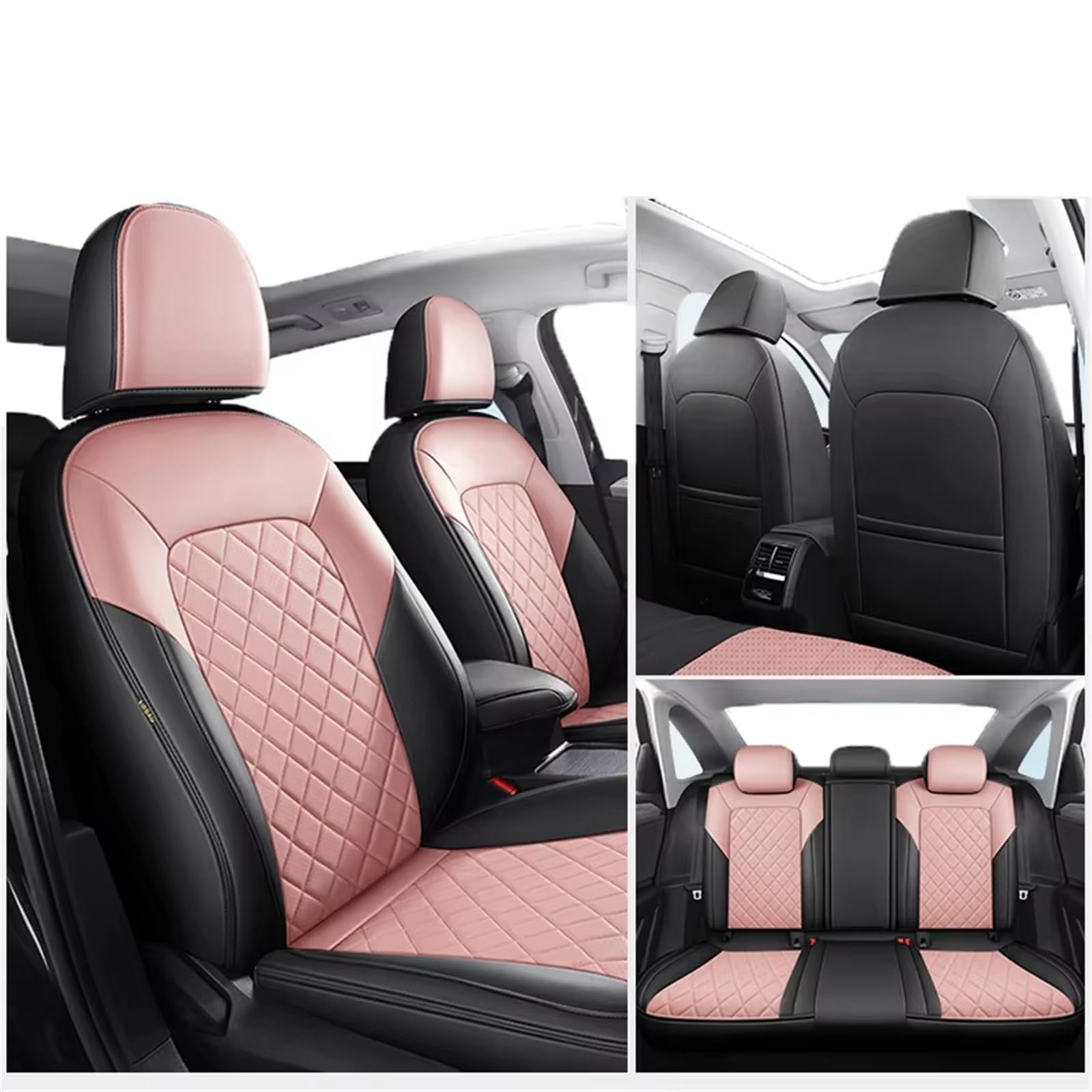 KPVEVPSTQ sitzschoner Schonbezug Autositz Autositzbezug, rutschfest Und Stabil, Autositzschutz, Mann, Geschenk, Auto-Innenausstattung Autositzbezüge Sitzbezug(5Pcs-Black Pink) von KPVEVPSTQ