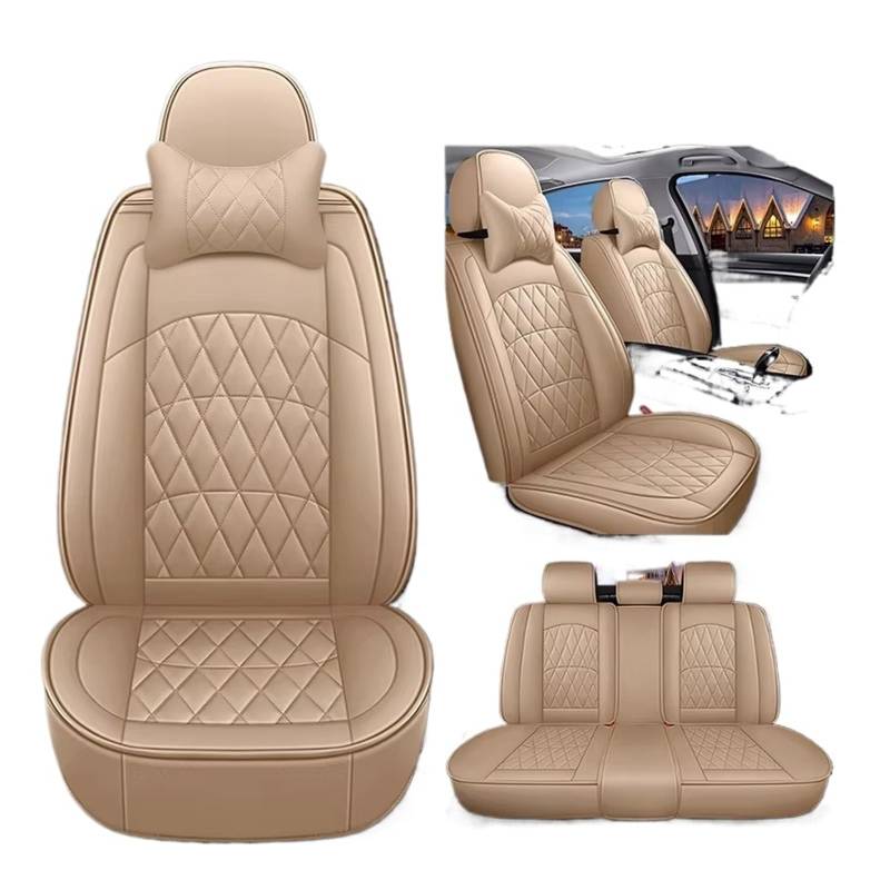 KPVEVPSTQ sitzschoner Schonbezug Autositz Autositzbezug Leder, Kratzfest Und Staubdicht, Autositzschutz, Dekoration, Innenzubehör Autositzbezüge Sitzbezug(Beige Pillow) von KPVEVPSTQ