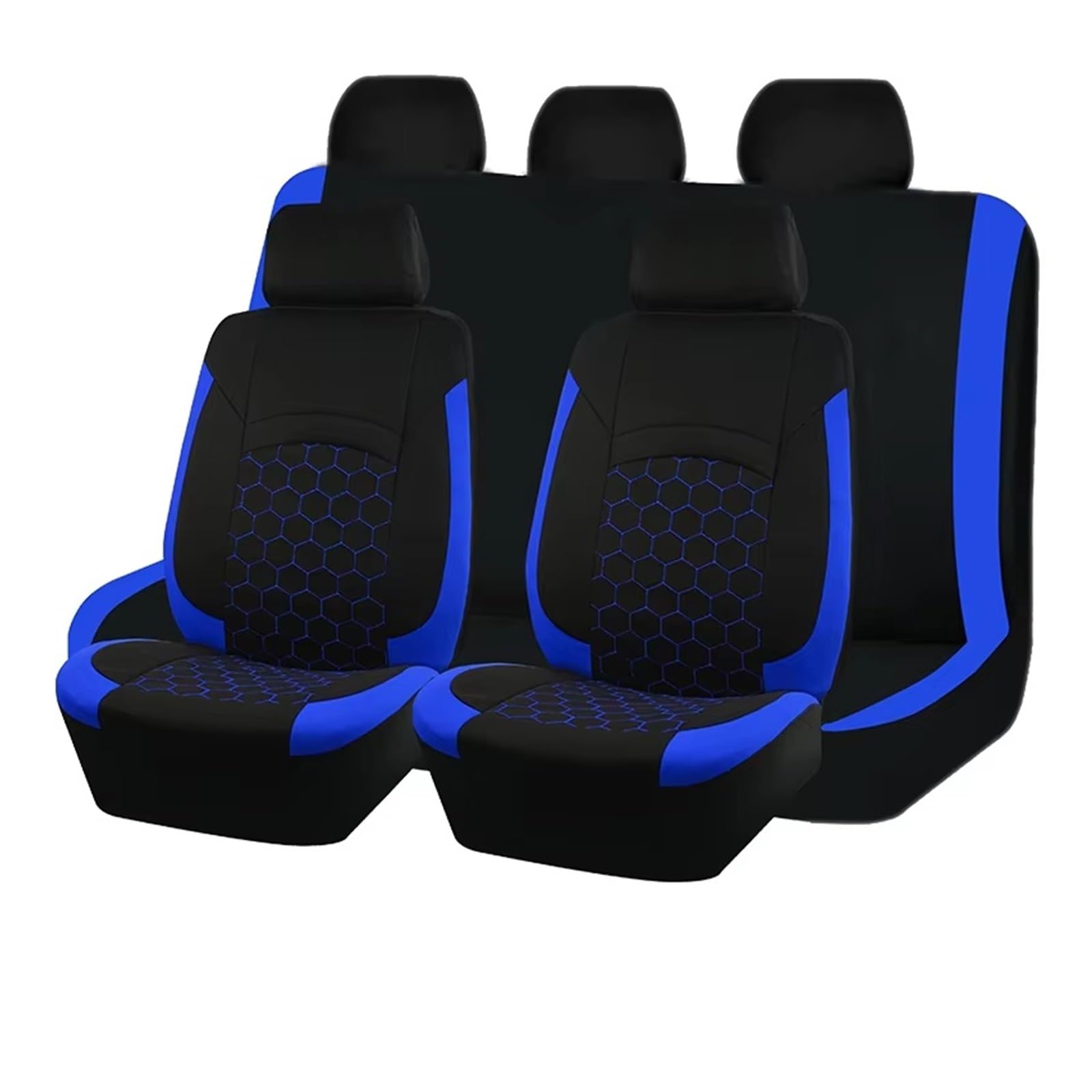 KPVEVPSTQ sitzschoner Schonbezug Autositz Polyester-Stickerei-Autositzbezüge-Set, Zubehör Für Den Innenraum, rutschfeste Und Stabile Autositzschoner Autositzbezüge Sitzbezug(9pcs Blue) von KPVEVPSTQ